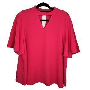 Lane Bryant flutter sleeve keyhole blouse top size 22